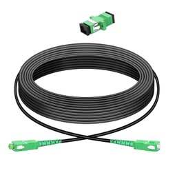 Simplex SC/APC to SC/APC Fiber Patch Cable 15m/49ft,Fiber Optic Internet Cable,Single Mode Armored Fiber Optic Jumper Optical Patch Cord, Att Fiber Cable OS1/OS2 Compatible OD 3.0mm LSZH Black