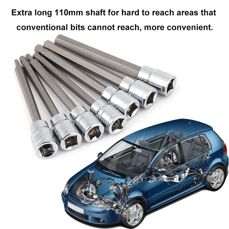 7Pcs Extra Long Hex Bit Socket Set 3/4/5/6/7/8/10 mm Repair