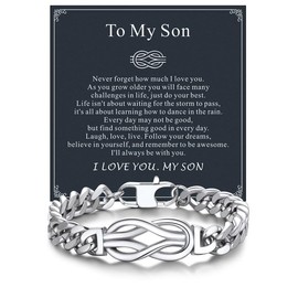 Bandmax Inifinity Knot Bracelet for My Son Mother Son Link Bracelet Stainless Steel Luxury Look Link Chain Bracelet 9 Inch Gift for Son on Graduation Christmas Birthday