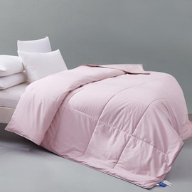 THXSILK Silk Comforter Quilt for Summer, 100% Silk Filling, Silk Duvet, Washable Breathable, Ultra Soft (Twin, Pink)