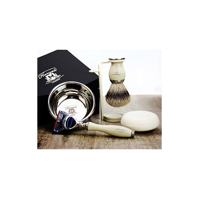 5 Piece Shaving Set - With Silver Tip Badger Brush