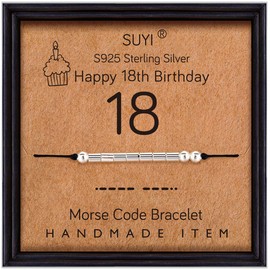Suyi 18th Birthday Gifts for Girls Morse Code Bracelet Sterling Silver Bracelet Birthday Jewelry 18 Year Old Gifts for Her 18