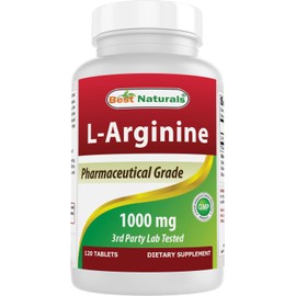 Best Naturals L-Arginina 1000 mg 120 comprimidos - Suplemento de arginina L de grado farmacutico promueve la sntesis de xido ntrico                   