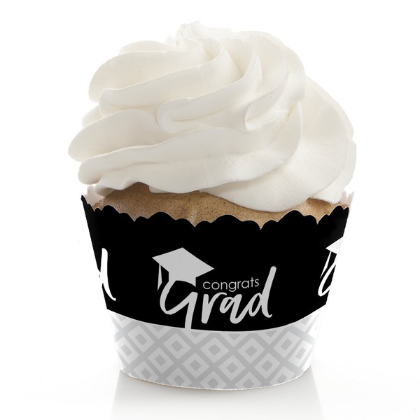 Best is Yet to Come - Envoltorios para cupcakes (12 unidades), Black & White Grad Cupcake Wrappers