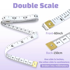 Soft Tape Measure 24 Pack Measuring Tape Bulk for Body Sewing Tailor Cloth Vinyl Measurement Craft Supplies,150cm/60inch Accurate Soft Double Scale Ruler-White