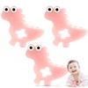 NPET 3Pcs Cute Dinosaur Baby Teething Toys See-Through Pink Teethers