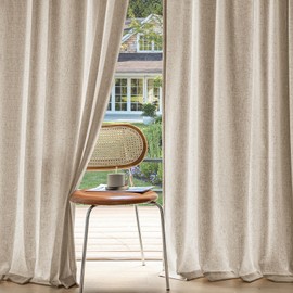 MIULEE Non-See-Through Privacy Linen Curtains 2 Panels, Light Filtering Window Curtains Farnhouse Textured Back Tab Semi Sheer Drapes for Bedroom Living Room, 52 x 108 Inches Long, Taupe