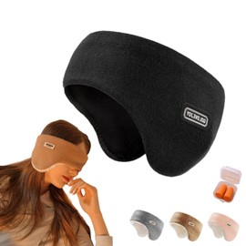 Eye Mask, Ear Plugs, Ear Plugs, Integrated Sleep, Earmuffs, Sleep Set, Good Sleep, Good Sleep Goods, Ear Warming Goods, black (thin)