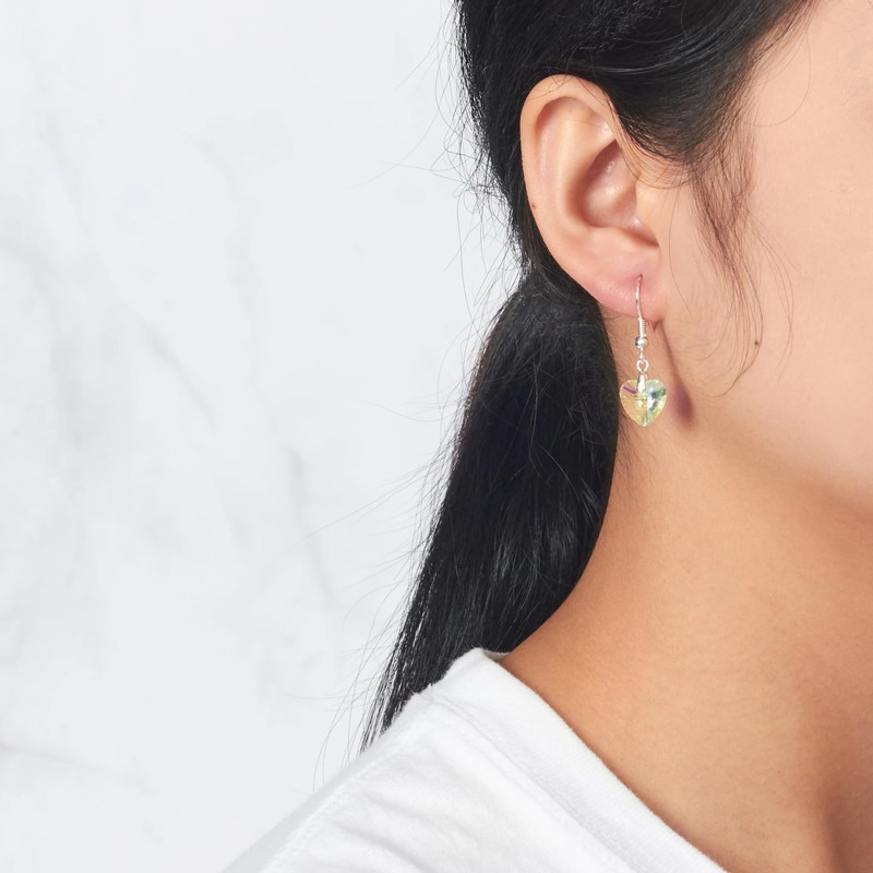 Philip Jones Sterling Silver Aurora Borealis Heart Earrings Created with
