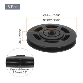 sourcing map 6Pcs 96mm Bearing Pulley Wheel Cable Fitness Equipment Accessories for Gym Equipment