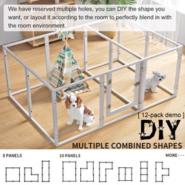 Clear Acrylic Dog Playpen, Indoor Pet Fence with Clear Panels, Easy to Assemble & Clean, Suitable for Rabbits, Cats, Hedgehogs, Small Dogs (39 Inch, 8 Panels)