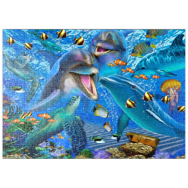 MyPuzzle Farbenfrohe Unterwasserwelt – Delfine, Meeresschildkröten & Tropische Fische -