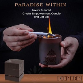 Deep Eden Deep Eden Empowerment Crystal Candle, 7.4 Oz, Brown - Forest Mahogany Scented Candle - Candles for Men with Wooden Wick, Black Tourmaline, Essential Oils & Premium Botanical Soy, Coconut and Beeswax