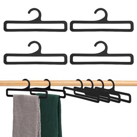 AHANDMAKER 10Pcs Scarf Hangers, Black Rectangular Towel Holder, Plastic Scarf Holder Organizer, Scarf Display Tie Organizer, Space Saving Hanging Hanger for Closet Shop Scarf Tie Belt Towel, 6.89x2.6"