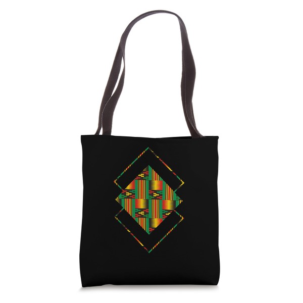 African Kente Pattern, Geometric Minimal Square Shape Tote Bag