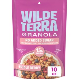 Wilde Terra Triple Berry Granola, 15g Protein, No Added Sugar, Good Source of Fiber, 10 oz