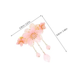 minkissy Vintage Floral Hanfu Jewelry Tassel Hairpin with Spring Clip Elegant Chinese Wedding Brides Hair Accessory for Women and Updo Hairstyles