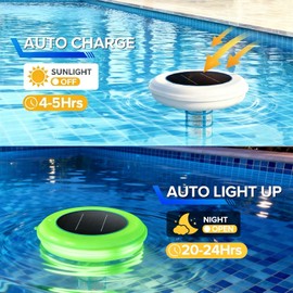 Aisdan Solar Powered Pool Maintenance System, Upgraded High-Efficiency Solar Panel Copper Pool Floater with LED Night Light for Above Ground, Inground Pool up to 45,000 Gal