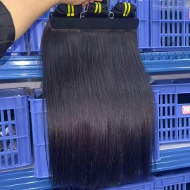 Raw Unprocessed Straight Cambodian Natural Wavy Hair Extension Indian Burmese Curly Human Hair Bundle 1B Color High Quality Hairstyle: 1 bundle Straight, color: Natural black, Stretched Length: 6 INCHES