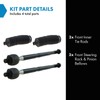 TRQ Front Steering Kit Steering Rack & Pinion Bellow Tie