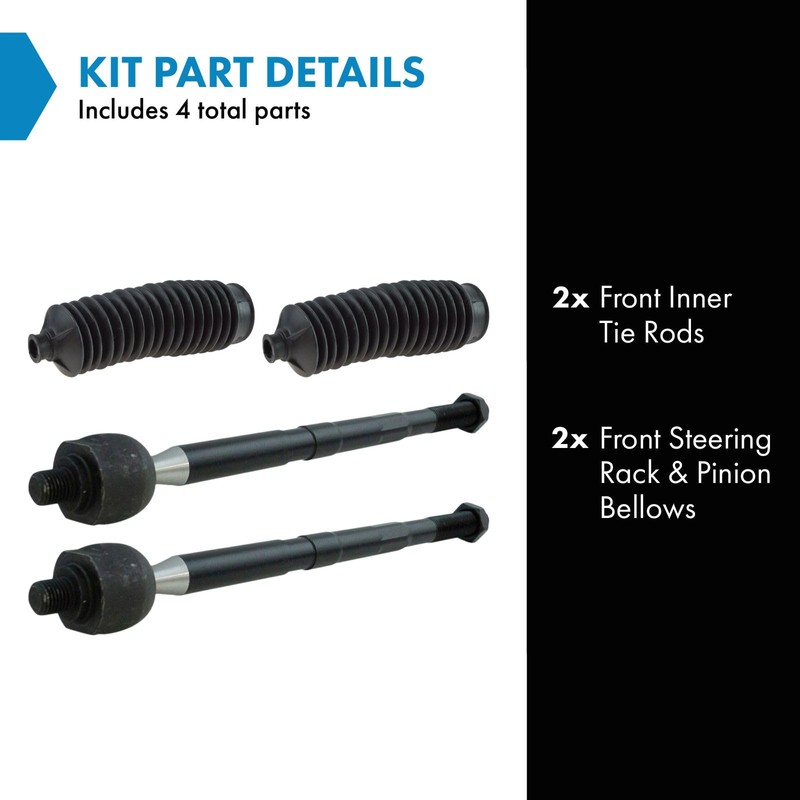 TRQ Front Steering Kit Steering Rack & Pinion Bellow Tie