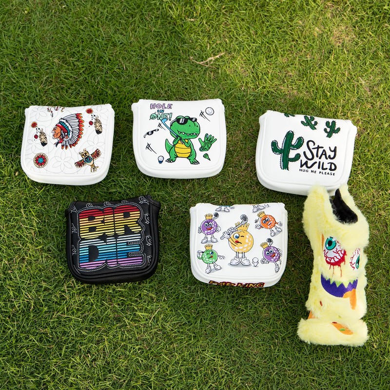 Golf Mallet Kawaii Magnetic Putter Cover Premium Embroidered PU Leather