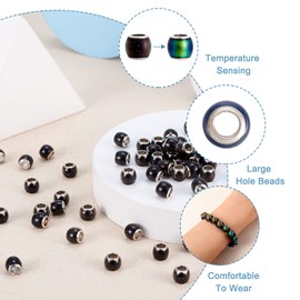 50 Pcs Temperature Sensing Beads Changing Mood Beads Crystal Glass Mood Beads European Large Hole Beads for Bracelet Necklace Earring Jewelry Making