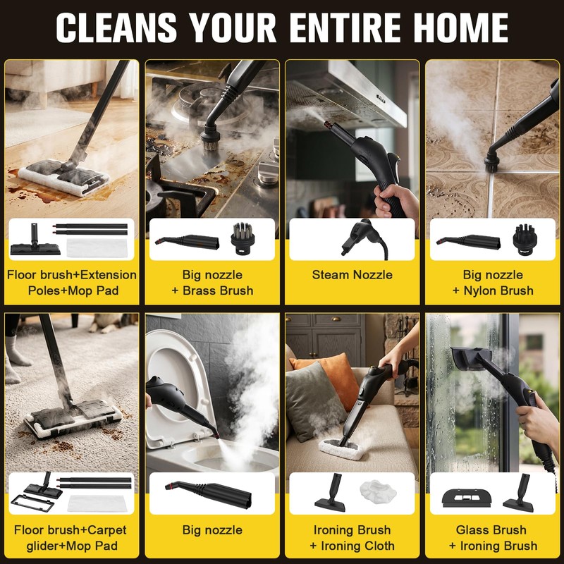 Multi-Purpose Steam Cleaner, 4.5Bar 300°F Steamer for Tile & Grout