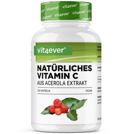 Natural Vitamin C from Acerola Extract - 365 Capsules - High Dose - Premium Raw Material - No Unwanted Additives - Vegan