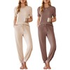 Ekouaer 2 Pack Womens Pajama Sets Short Sleeve Tops Jogger