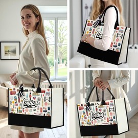 CHQIUCR London Canvas Tote Bag for Women London Souvenirs Gifts - Reusable Weekender Beach & Shopping Bag, Eco-Friendly Travel Gift, Vacation Souvenir, Christmas Presents