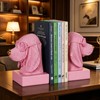 Pink Dog Book Ends for Shelves,Set of 2 Decorative Bookends