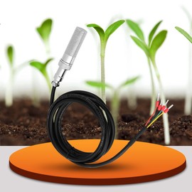 Soil Moisture Sensor Soil Temperature & Humidity Sensor Probe FS200-SHT10 Applied in Greenhouse Flowers Nursery Garden Lawn,3.3-5V,- 20 ℃ ~ 100 ℃,0~100% RH
