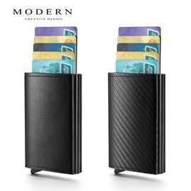 슬림형 카드 수납 지갑 RFID 차단 미니 머니클립 휴대용 케이스 [블랙] Slim Card Holder Wallet RFID Blocking Mini Money Clip Portable Case [Black]