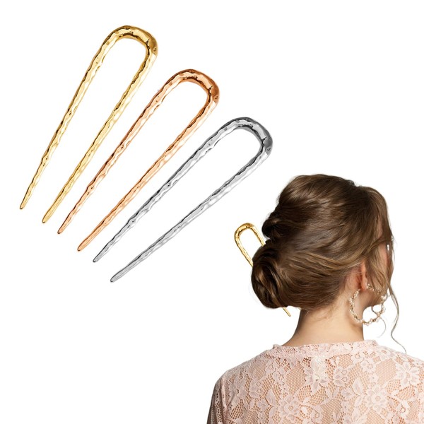 3pcs Metal French Hair Pins for Thick Hair，French Twist Hair