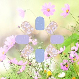 Wild Flowers Press on Nails 24Pcs Petal Short Square Fake Nails Glossy Purple Gradient Stick on Nail Acrylic Full Cover False Nail Summer Flower Gel Glue on Fingernails for Holiday Manicure Art