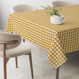 Martina Home - Vichy Teflon Tablecloth - Gold - 140 Round