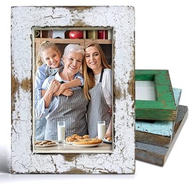 MY VINTAGE FINDS Farmhouse Picture Frames Distressed Wood Rustic Picture Frame 4x6 (White)