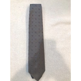 BROOKS BROTHER Silk Gray Herringbone With Geometric Design Tie BRAND NEW