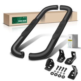 YHTAUTO 3 Inch Running Boards Side Step Bars Fit for 1999-2018 Chevy Silverado & GMC Sierra 1500/2500 HD/3500 HD - Standard/Regular Cab, Carbon Steel Black Powder 90-Degree Bent End Truck Step Rails