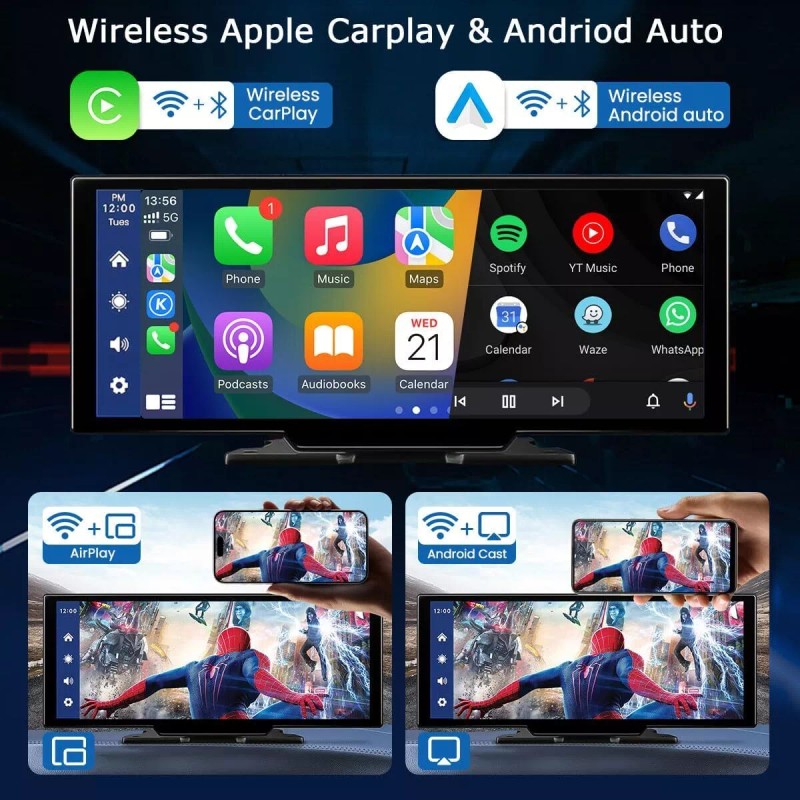 JoyeAuto Portable 10.26" Touch Screen Wireless Apple Carplay Car Stereo