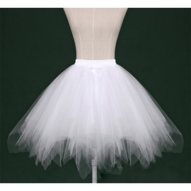 Dressever Vintage 1950s Short Tulle Petticoat Ballet Bubble Tutu White Medium