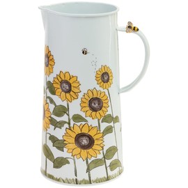 Boston International Metal Pitcher Farmhouse Decorative Pitcher, 8.75" Tall, Sunflower