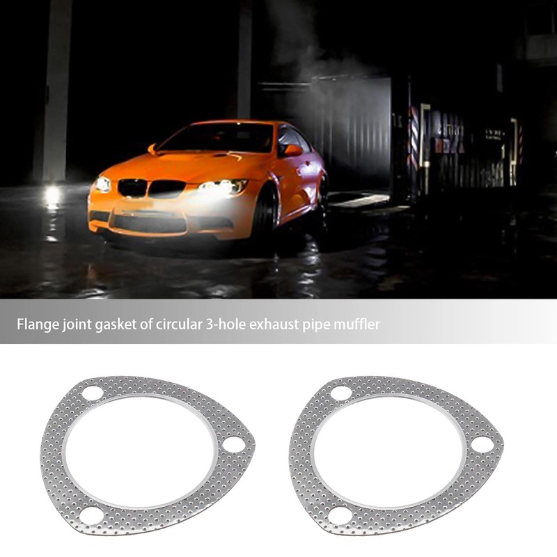 2 x 2.5 inch round 3-hole exhaust muffler flange gasket