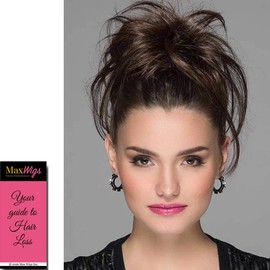 Ouzo Trendy Scrunchie Color Dark Brown - Ellen Wille Wigs 8" Length Wrap Piece Layered Bun Messy Layers Synthetic Womens Elegant Long Short Hair Bundle MaxWigs Hairloss Booklet