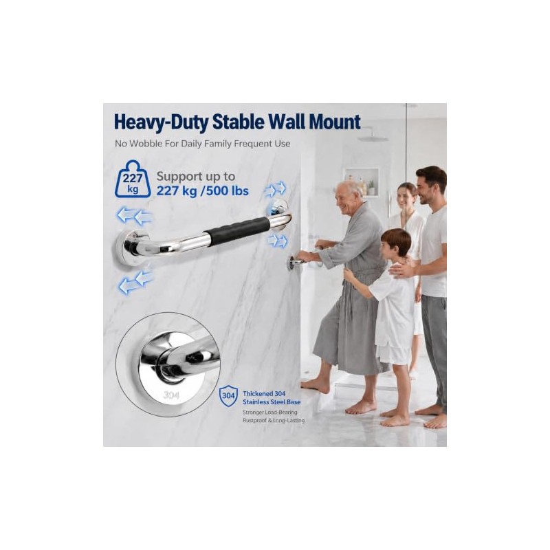 2 Pack 16.93Inch/43cm Grab Bars,304 Stainless Steel Rail Toilet Shower