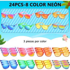 24PCS de Gafas de Sol de Neón para Niños, Gafas de Sol para Niños con Protección UV400, Perfectas para Regalos de Fiesta de Niños y Niñas, Fiestas de Cumpleaños, Regalos para Niños