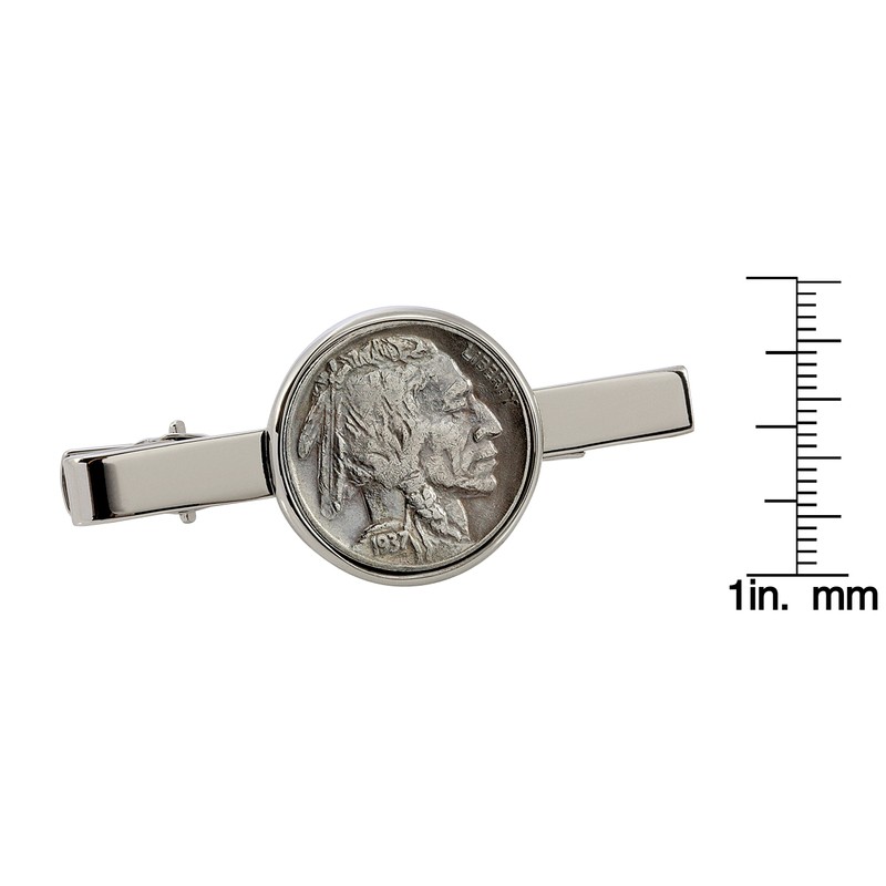 American Coin Treasures Buffalo Nickel Silvertone Coin Tie Clip