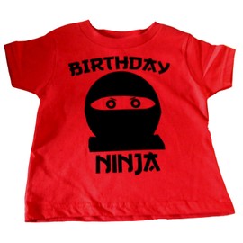 Custom Kingdom Boys Birthday Ninja T-Shirt (6/8 Small, Red)