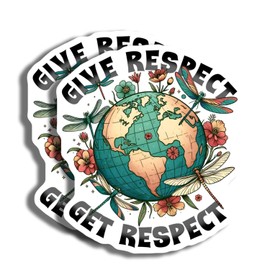Give Respect Get Respect Magnets - Earth Dragonfly Magnets - Flower Magnets - Inspirational Home Decor - Nature Themed Magnets- 2 Pack - Made in USA - PLDFMAG3505